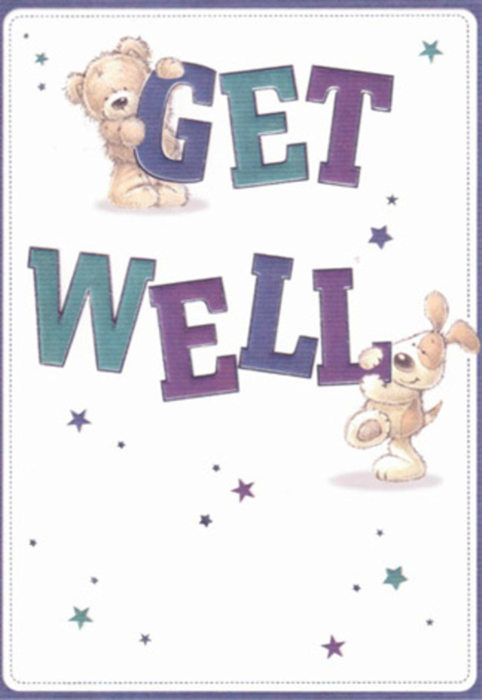 This get well card brings Leatherhead's spirit of kindness and care to life in playful artistry, sharing encouragement as vivid as the blooming gardens near Randalls Road. Two beloved characters-a gentle bear and a spirited puppy-are brought to life with feathery brushwork, their tactile presence almost leaping from the page. They cradle and balance hefty, cheerful letters painted in cool purples and refreshing aquas, grounding the message in warmth and positivity. Whimsical stars twirl overhead, their shimmering presence sending well-wishes skyward, not unlike the communal support that flourishes amid Leatherhead's tree-lined streets. The card's background shines clean and serene, offering clarity and peace-qualities every florist aims to weave into their floral compositions. Imagine coupling this card with a bouquet from your neighbourhood shop: the comfort of blooms and illustrated friends joining to offer a heartfelt embrace. Just as local florists combine colours, textures, and scents for healing, this card's every detail is chosen to uplift, mirroring Leatherhead's enduring sense of hope and togetherness.
